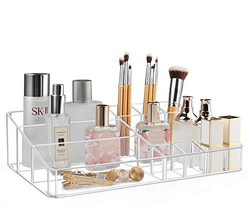 Kootek Clear Makeup Organizer Storage Box Thick Plastic Organizer Tray 11-Compartment Comestics Counter Organization Holder...