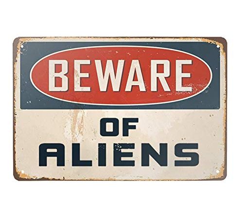 Lilyanaen New Metal Sign Aluminum Sign Beware of Aliens Decorative for Outdoor & Indoor 12" x 8"