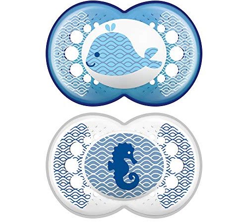 MAM Clear Pacifier (2 Pack, 1 Sterilizing Pacifier Case), Pacifiers 6 Plus Months, Best Pacifiers for Breastfed Babies,...