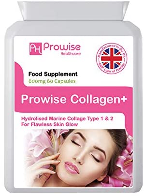 Marine Collagen Type 1 and Type 2 600mg - 60 Capsules –UK Manufactured | GMP Standards by Prowise Healthcare