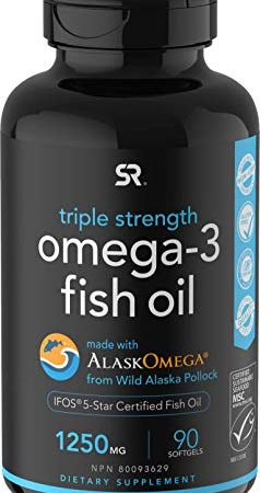 Omega-3 Wild Alaska Fish Oil (1250mg per Capsule) with Triglyceride EPA & DHA | Heart, Brain & Joint Support | IFOS 5 Star...
