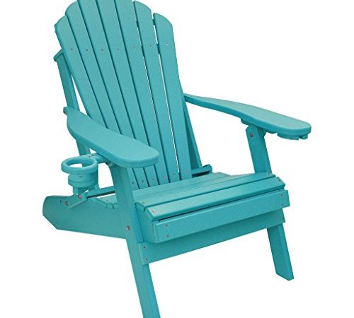 Outer Banks Deluxe Oversized Poly Lumber Folding Adirondack Chair (Aruba Blue)