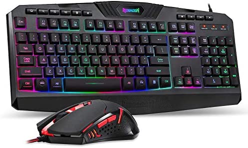 Redragon S101 Wired Gaming Keyboard and Mouse Combo RGB Backlit Gaming Keyboard with Multimedia Keys Wrist Rest and Red...