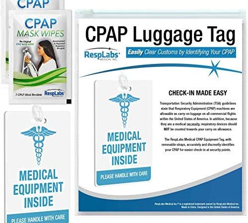 RespLabs CPAP Medical Device Luggage Tag - CPAP, BiPAP and Pap Travel Supplies.
