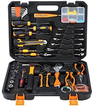 SOLUDE 95 Piece Mechanics Home Tools Set,Auto Repair General Household Hand Tool Kit with Plastic Toolbox Storage Case