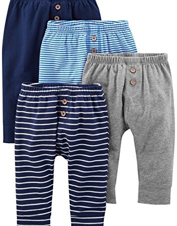 Simple Joys by Carter's Baby Boys' 4-Pack Pant, Navy/Stripes/Gray, 18 Months