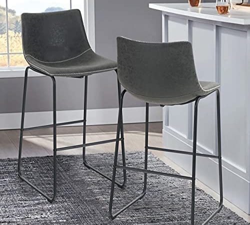 Sophia & William Bar Stools Set of 2 Bar Height, 30" Bar Chairs with Back, PU Leather Upholstered Dining Chairs for Dining...