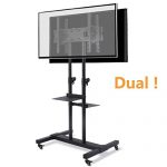 TAVR Dual Mobile TV Stand Rolling TV Cart Floor Stand with 2 TV Brackets on Locking Wheel Height Adjustable Shelf for 32-70...