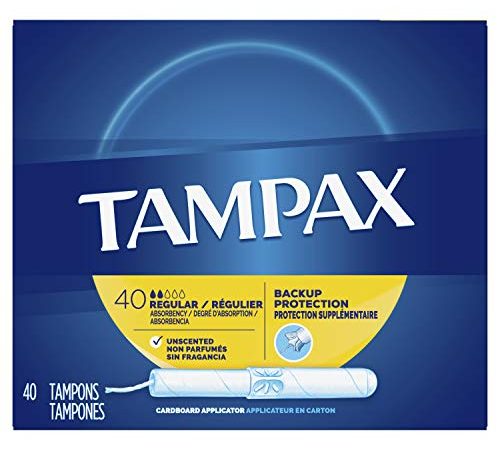 Tampax Cardboard Applicator Tampons, Regular, Unscented, 40 Count