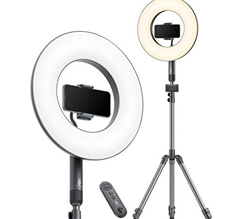 TaoTronics 14'' Selfie Ring Light with Tripod Stand 78'', 2 Phone Holders, 36W 6500K Dimmable LED Camera Ringlight for Live...