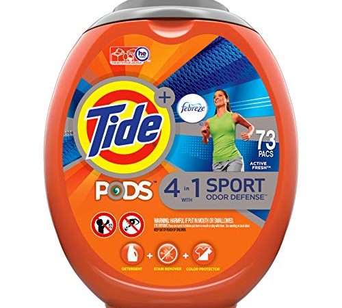 Tide PODS 4 in 1 Febreze Sport Odor Defense, Laundry Detergent Soap PODS, High Efficiency (HE), 73 Count