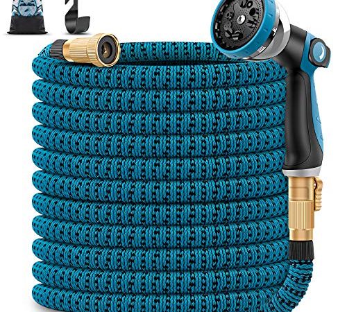 Unywarse 100ft Garden Hose Expandable Water Hose, Expanding Garden Pipe with 10 Function Zinc Nozzle, Solid Brass Fittings,...