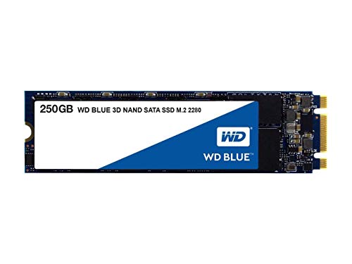 Western Digital 250GB WD Blue 3D NAND Internal PC SSD - SATA III 6 Gb/s, M.2 2280, Up to 550 MB/s - WDS250G2B0B