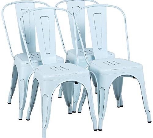Yaheetech Metal Chairs Stackable Side Chairs Tolix Bar Chairs Kitchen Dining Room Chairs with Back Indoor/Outdoor...