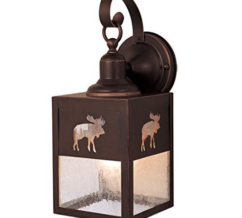 Yellowstone 1 Light Bronze Rustic Moose Tree Outdoor Wall Lantern Clear Glass