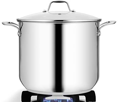 15-Quart Stainless Steel Stock Pot - 18/8 Food Grade Stainless Steel Heavy Duty Induction - Large Stock Pot, Stew Pot,...