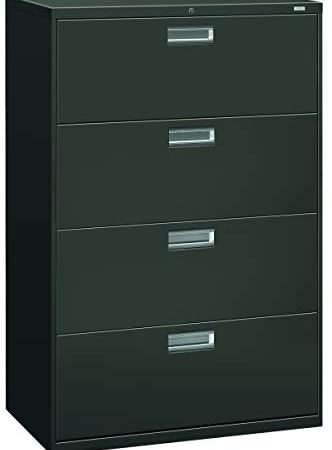 HON 4-Drawer Office Filing Cabinet - 600 Series Lateral Legal or Letter File Cabinet, 19.75" D, Charcoal (H684)