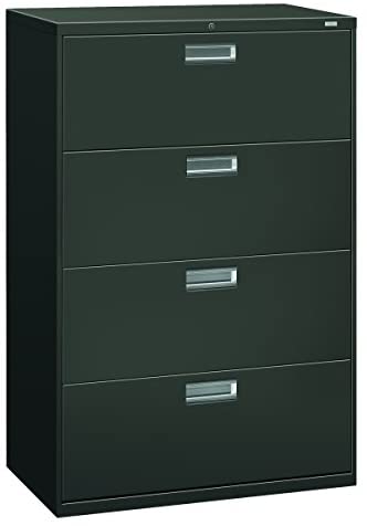 HON 4-Drawer Office Filing Cabinet - 600 Series Lateral Legal or Letter File Cabinet, 19.75" D, Charcoal (H684)