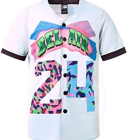 MOLPE 90s Hip Hop Clothing for Men and Women, Unisex Bel Air 23 Baseball Jersey, Mens Printed Urban...