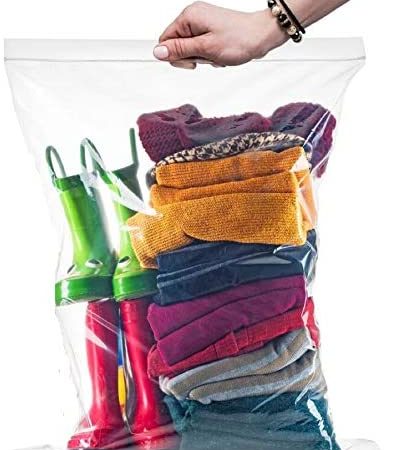 [ 25 COUNT ] EXTREME THICK Extra Large Super Spacious Strong Clear Big Bags, Zipper, 5 GALLON, Heavy...