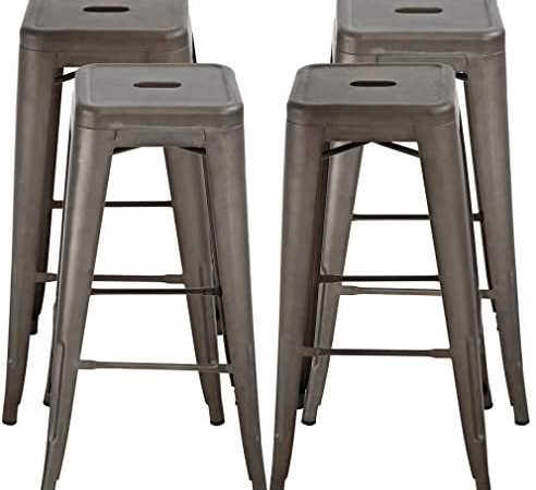 30 Inches Bar Stools Set of 4 Bar Stools Counter Height Metal Stool Patio Stool Stackable Barstools...