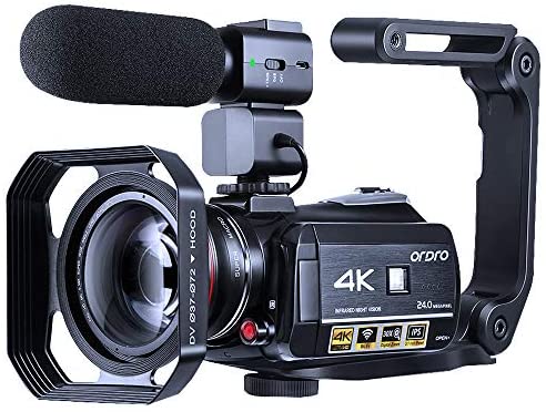 4K Camcorder Vlogging Camera for YouTube ORDRO HDR-AC3 Ultra HD Video Camera 1080P 60FPS IR Night Vision Wi-Fi Camera...