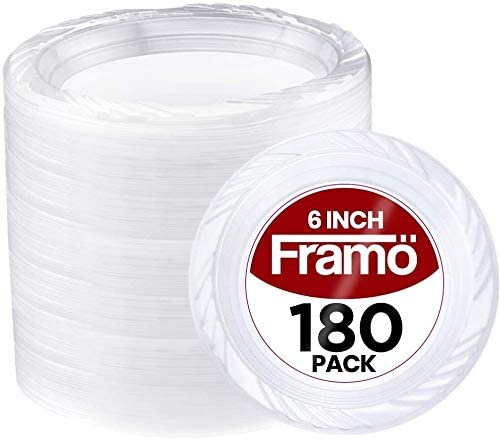 6 Inch Disposable Clear Plastic Plates In Bulk By Framo for Party and Dinner, And For Any Occasion,...