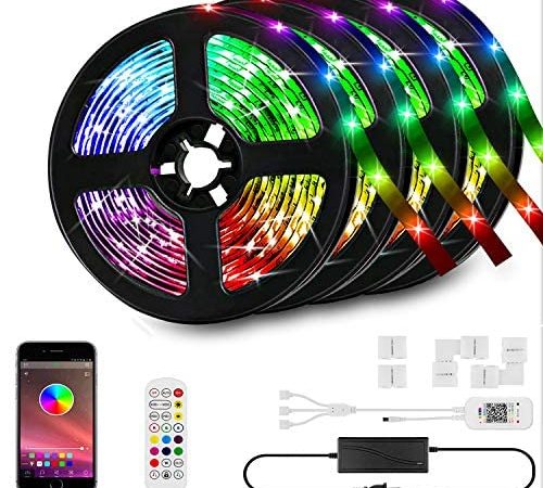 66ft/20M LED Strip Lights Kit,LED Tape Strips,RGB LED Light Strips,Sync to Music,Smart App Strip...
