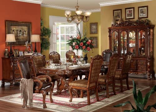 ACME Dresden Cherry Oak Dining Table with Double Pedestals