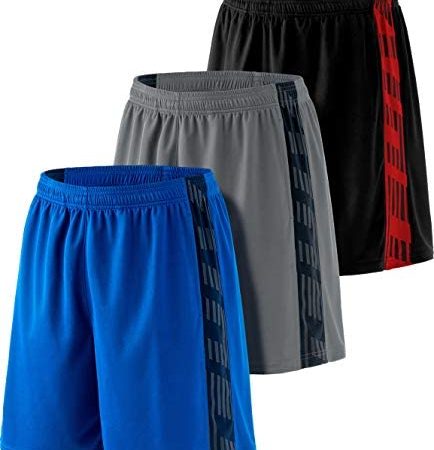ATHLIO 1, 2 or 3 Pack Men's Active Running Shorts, Gym Training Workout Shorts, Quick Dry Mesh Athletic Shorts with Pockets