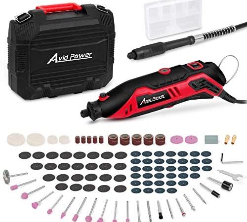 AVID POWER 12V Rotary Tool Kit Variable Speed with Flex Shaft, 107pcs Accessories and Carrying Case for Grinding, Cutting,...