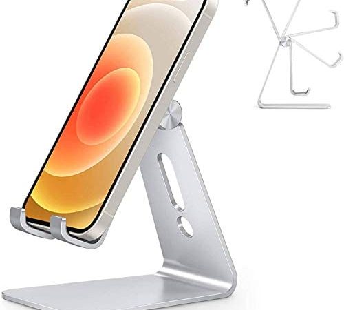 Adjustable Cell Phone Stand, OMOTON C2 Aluminum Desktop Phone Holder Dock Compatible with iPhone 11...