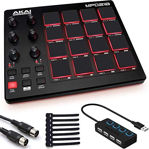 Akai Professional MPD218 | MIDI Drum Pad Controller with Software Download Package (16 pads / 6 knobs / 6 buttons)