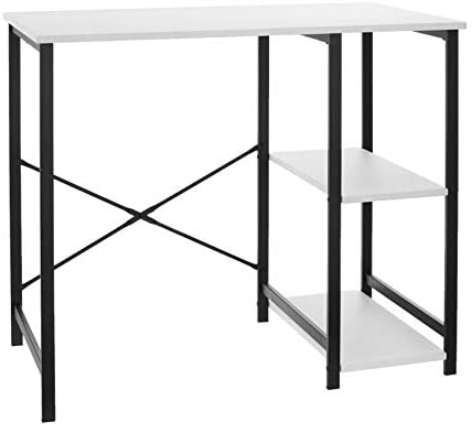 Amazon Basics Classic, Home Office Computer Desk With Shelves, White