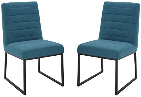 Amazon Brand – Rivet Decatur Modern Upholstered Dining Chair, Set of 2, 21"W, Aqua Blue