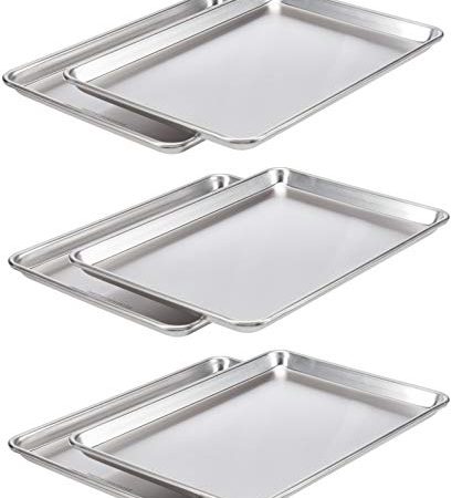 AmazonCommercial Aluminum Baking Sheet Pan, 1/2 Sheet, 17.9 x 12.9 Inch, Pack of 6