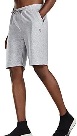 BALEAF Men's 9" Cotton Sweat Shorts Jersey Athletic Workout Lounge Drawstring Long Pajama Shorts...