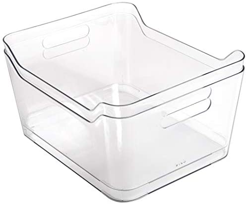 BINO Clear Plastic Storage Bin with Handles (2 Pack - X-Large) - Plastic Storage Bins for Kitchen, Cabinet, and Pantry...