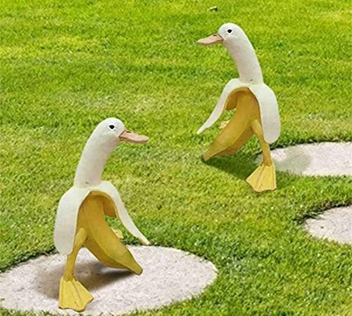 Banana Duck Garden Statue Outdoor Decor, Whimsical Funny Creative Peeled Banana Duck Figurine...