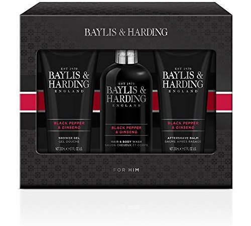 Baylis & Harding Men's Grooming Trio Gift Set, Black Pepper & Ginseng