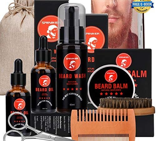 Beard Grooming Kit, 2 x Beard Oil, Beard Balm, Beard Shampoo,Beard Brush, Beard Comb, Beard &...