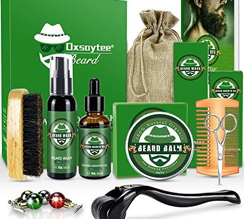 Beard Grooming Kit, Beard Growth Kit for Men's Grooming w/Beard Brush, Comb, 60ML Beard Growth Oil...