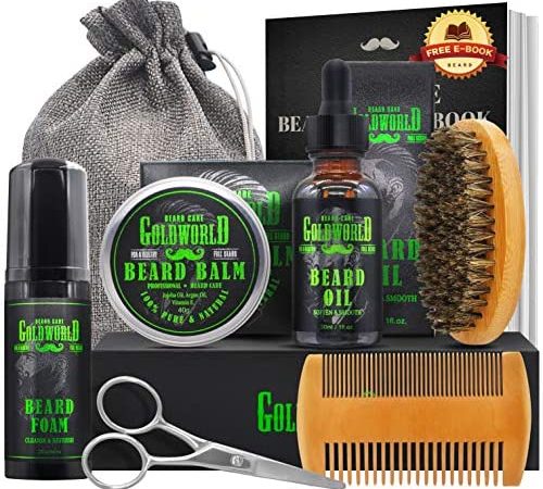 Beard Kit,Beard Growth Kit,Beard Grooming Kit,w/Beard Foam/Shampoo/Wash,Growth Oil,Balm Conditioner,Brush,Comb,Mustache...