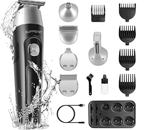 Beard Trimmer SUPRENT Beard Trimmer for Men with Safe Lock, IPX6 Waterproof Hair Trimmer with LED Display, All in 1 Mens...