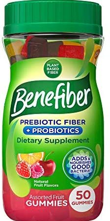 Benefiber Prebiotic Fiber Supplement Gummies for Digestive Health with Probiotics, Fiber Gummies for Adults, Assorted Fruit...