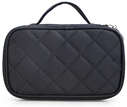 Black Large Makeup Bag, Travel Cosmetic Bag, Makeup Organizer Bag with Mirror for Women and Girls (Black)