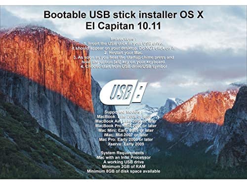 Bootable USB Stick - macOS X El Capitan 10.11 - Full OS Install, Reinstall, Recovery and Upgrade
