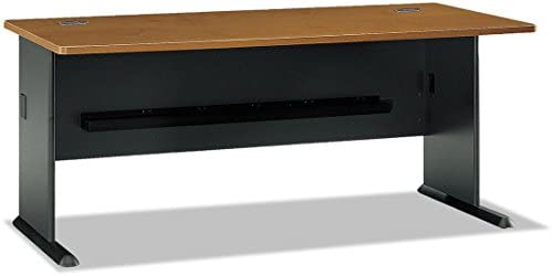Bush Business Furniture Series A 72W Office Desk in Natural Cherry and Slate - Engineered Wood