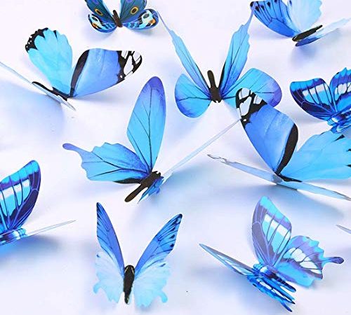 Butterfly Wall Decals, 24 Pcs 3D Butterfly Removable Mural Stickers Wall Stickers Decal Wall Decor for Home and Room...
