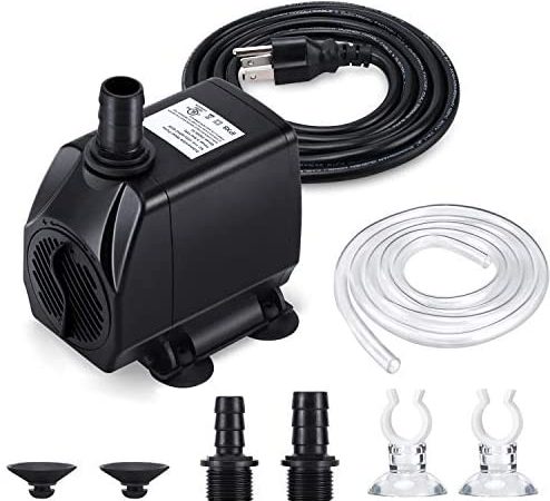CWKJ Fountain Pump, 880GPH Submersible Water Pump, Durable 60W Outdoor Fountain Water Pump with 6.5ft Tubing (ID x 1/2-Inch),...